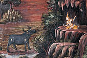 Detail from a mural painting with a 'Ramakien' motif - Thai version of the Indian Ramayana - from the temple complex of the Emerald Buddha, Bangkok (late 18th century) 